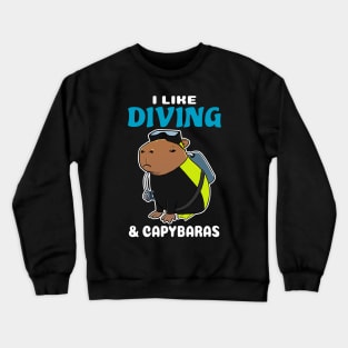 I Like Diving and Capybaras Cartoon Crewneck Sweatshirt